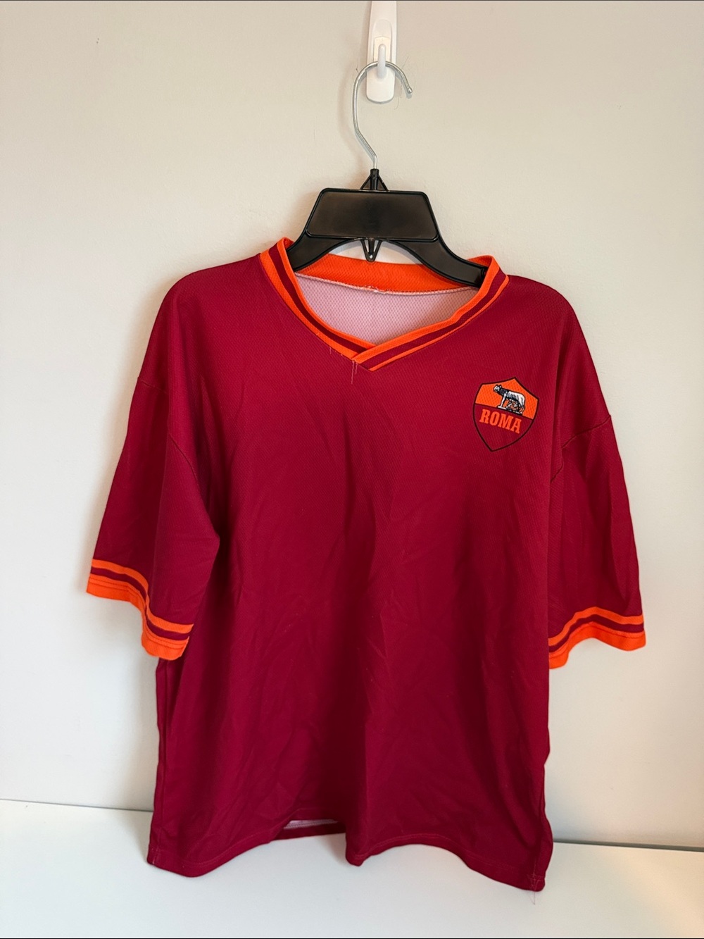 Roma #10 Totti Kids Short Sleeve Soccer Jersey in Burgundy with Orange Trim